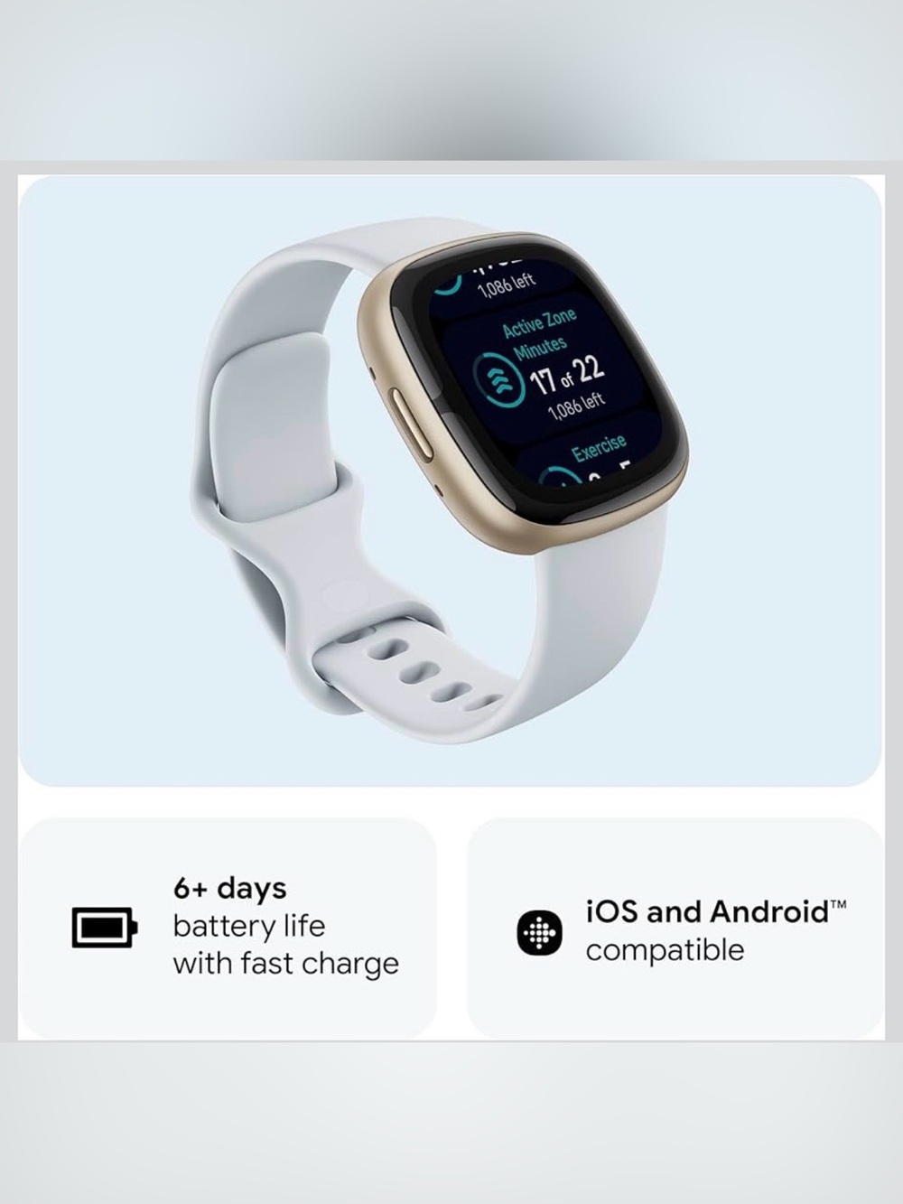 Fitbit Sense 2 Gold Case Smartwatch with 4 Bands with Box - Picture 12 of 14